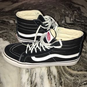 BLACK AND WHITE SK8 HI VANS